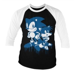 Sonic and Tails Sprayed Baseball 3/4 Sleeve Tee, Long Sleeve T-Shirt